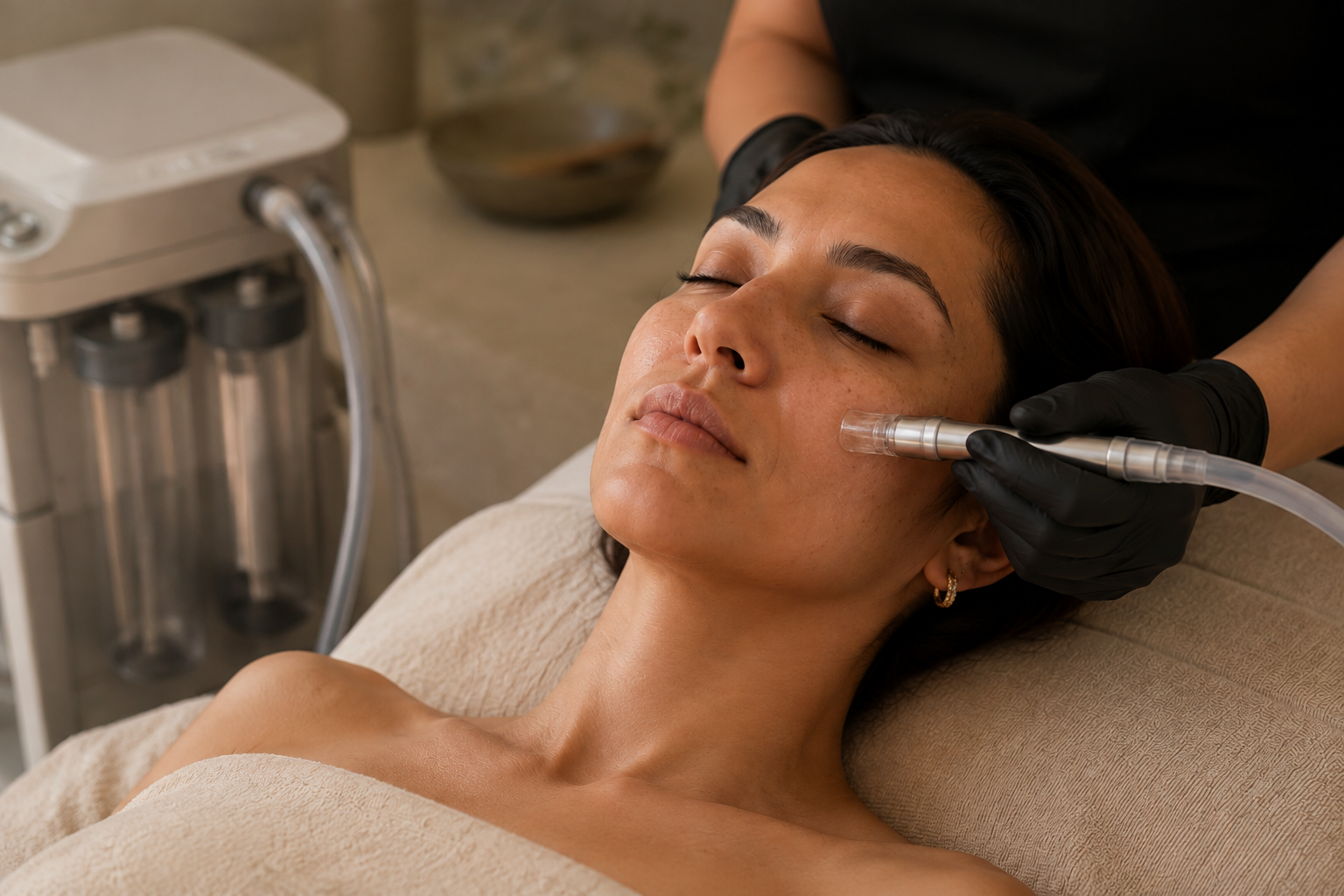 Equipo profesional utilizado durante un tratamiento facial
